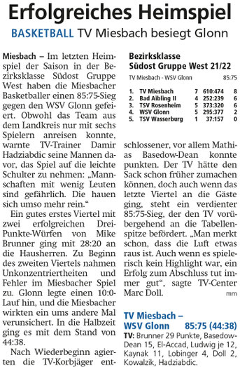 Bericht im Miesbacher Merkur am 5. April 2022 - Zum Vergrößern klicken