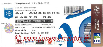 Ticket  Auxerre-PSG  2009-10