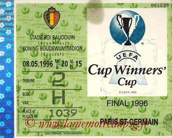 Ticket  PSG-Rapid Vienne  1995-96