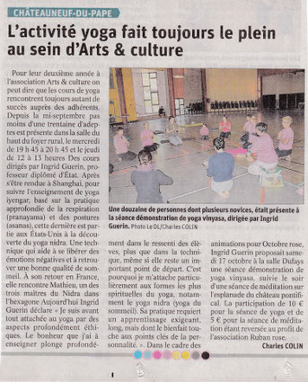 yoga arts et culture Chateauneuf du pape vaucluse  YOGA VAUCLUSE DO IN GYM ADULTES FITNESS