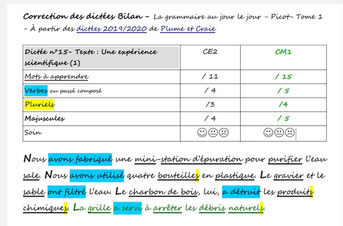 Orthographe Dictées Picot Grammaire Méthode Picot Correction CE2 CM1 cycle 2 cycle 3