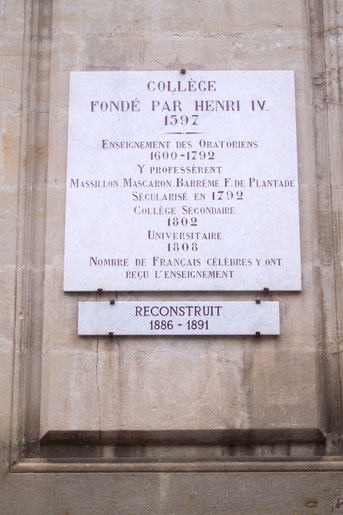 Plaque apposée sur l'ancien Collège de Pézenas