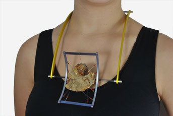 "AMULET"  necklace2016  titanium, aluminium, steel, silver, karstic stone, carbon fiber  16x26x5 cm. 78 gr.  