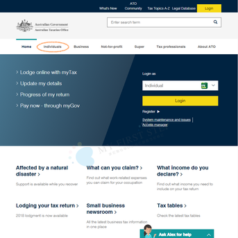Australian Taxation Office Top page