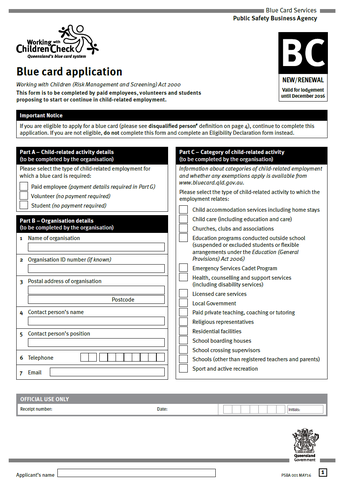Blue Card Application Form 1