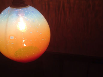 ガラスのランプシェード 神奈川県小田原市 海の見える吹きガラス体験工房 Glasscalico