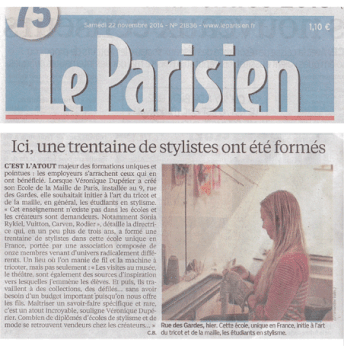 Parution dans le Parisien - Samedi 22 Novembre 2014