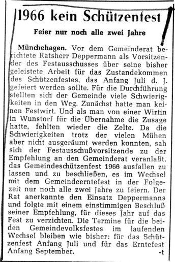 1966 kein Schützenfest