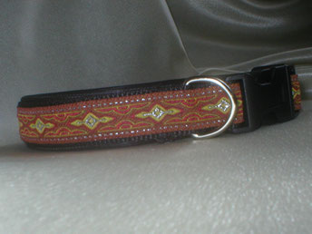 Klickverschluss, Halsband, 2,5cm, Gurtband schwarz, Borte Feuer