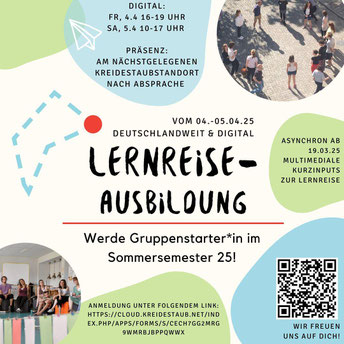 Das Share-Puc für die digitale Lernreise-Ausbildung. Mit QR-Code zum Anmeldeformular.