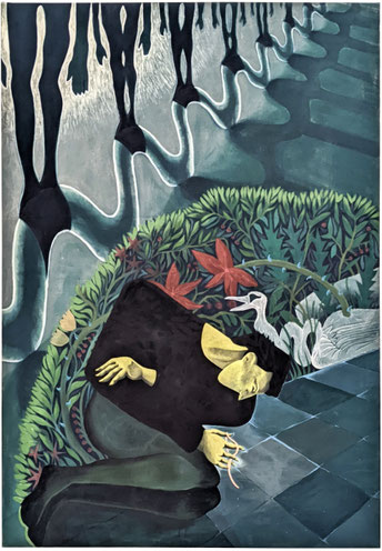 Flechtwerk, 160 x 110 cm, 2022, Acryl auf Leinwand