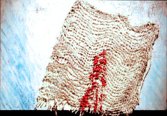 Veronika Matzner, Collage (Mischtechnik auf Leinwand) Aktionskunst