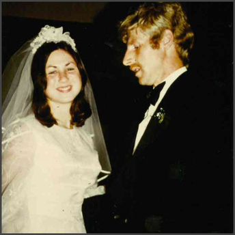 Gundi und Gerd Klein bei ihrer Hochzeit 1974, Staffelter Hof, Kröv