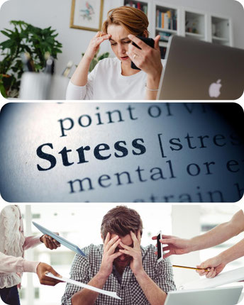 Ein überforderter Business-Profi am Schreibtisch – Fokus auf Burnout-Prävention und Stressmanagement in Leipzig.