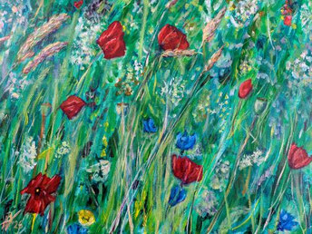 Blumen, Blueten, Graeser, Wiese