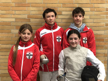 Bild von Theodor Zwicker, Florian Hamm, vorne: Alyssa Stummer, Annemarie Zwicker