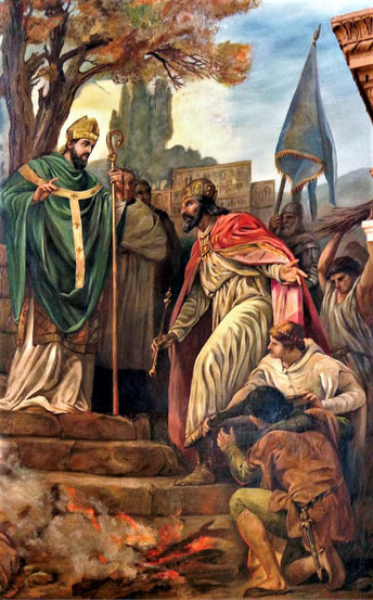 Saint-Patrick prêche devant un roi.