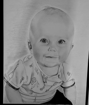 Baby zeichnen lassen nach Foto, Babyzeichnung mit Bleistift gezeichnet - Kunst meiner Seele