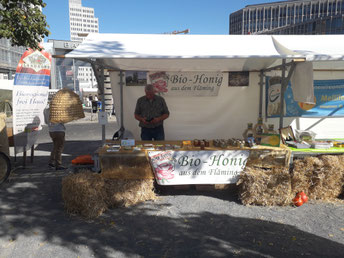 Marktstand, Öko, Bio, Bioland, Landwirtschaft, ökologisch und nachhaltig, Honig, lecker, gute Produkte, regional