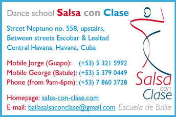 Business card of dance school Salsa con Clase