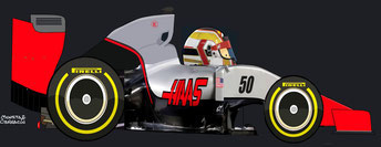 Charles Leclerc by Muneta & Cerracín - Haas VF-16 - Ferrari V6 turbo