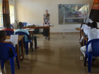 Jillian teaching Enlish at the school
