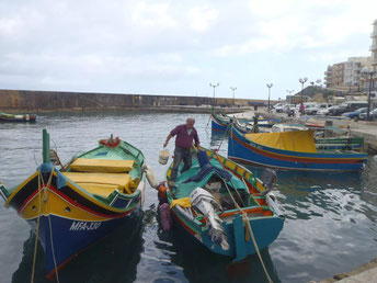 luzzu boats, Gozo, Malta