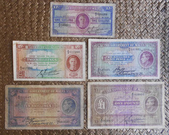 Malta serie shilligs & pounds pre WWII 1939-1943 Jorge VI