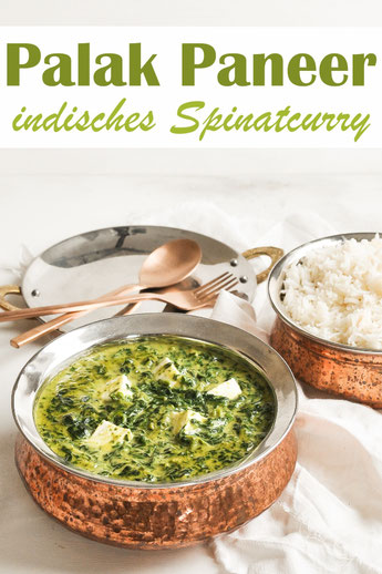 Palak Paneer mit Paneer, wahlweise Tofu oder Feta Käse, vegetarisch, vegan, indischer Klassiker, z.B. aus dem Thermomix