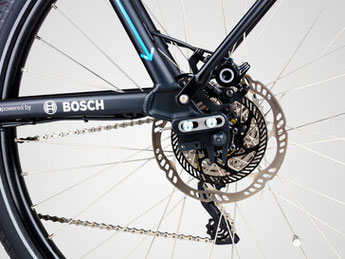 Sensoren an den Rädern des e-Bikes überwachen die Laufgeschwindigkeit
