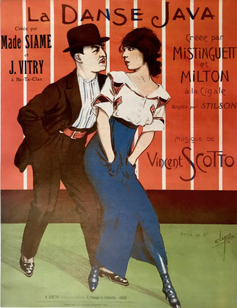 Partitura di grande formato di "La Danse Java", musica di Vincent Scotto, disegno dei fratelli Clérice, 1914 (coll. Michel Esbelin)