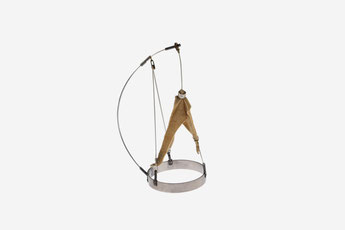 "OUT OF THE HOLE"   1992   silver, titanium, steel, suede 8,5x5,5x12,6 cm. 12 gr.