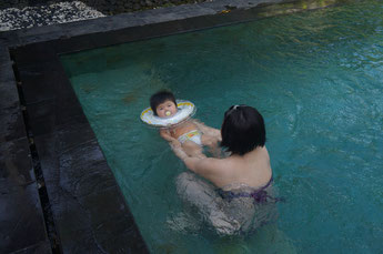 The first time my little one swam in a big pool. This was in Dec 2013 in Bali. 