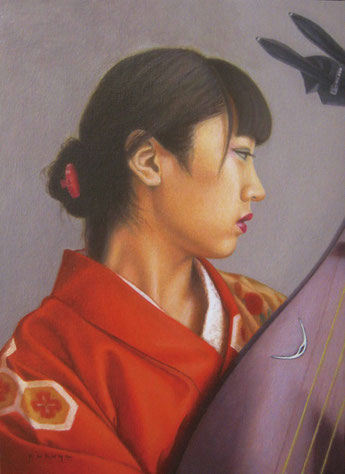 《琵琶奏者》油彩 F4／5月6日〜5月19日／54h