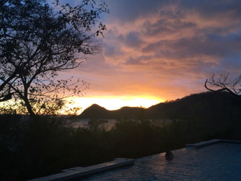 The amazing view of the sunset from our room