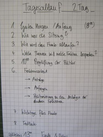 Tagesablauf des zweiten Tages