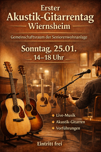 Mann mit Gitarre in Gitarrenstudio