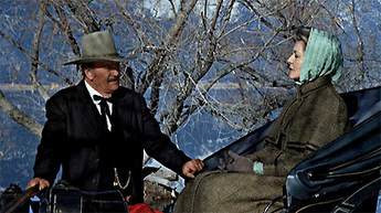 The exact location of the buggy ride in "The Shootist" is Washoe Lake, six miles from Carson City. You'll even find Washoe Lake on the burning map of "Bonanza". 