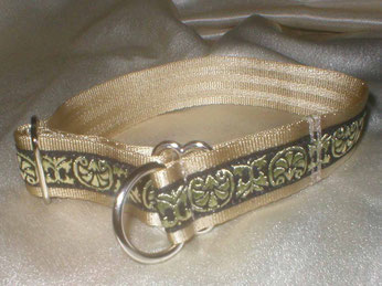 Zugstopp, Halsband, 2,5cm, Gurtband champagnerfarben, Borte Celtic