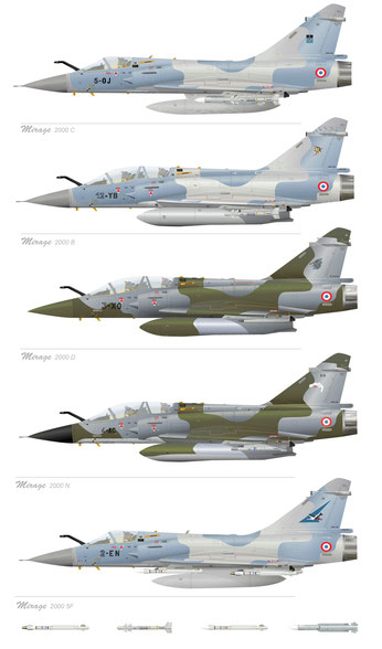 Famille Mirage 2000 /C/B/D/N/5F Armée de l'Air - Source @ stephanelhernault