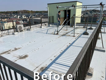 【施工事例】屋上塩ビシート防水の工事前写真｜千葉県野田市の集合住宅