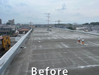 【施工事例】屋上床防水塗装の工事前写真｜さいたま市集合住宅