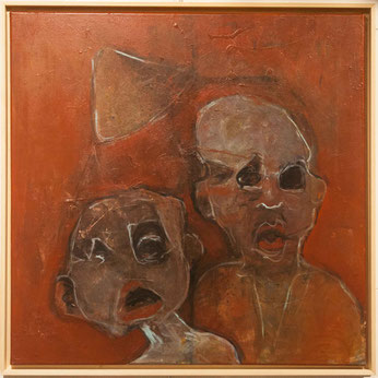 Duo selfie 2 - acrylique & pigments sur toile - 80x80