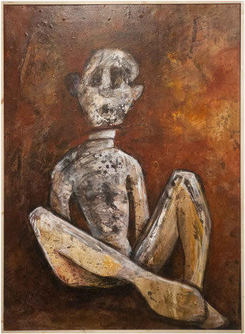 Tombé de haut - acrylique & pigments sur toile - 130x95