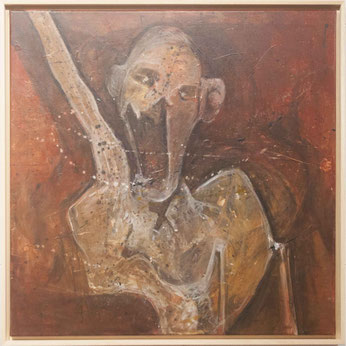 Caniche républicain - acrylique & pigments sur toile - 80x80