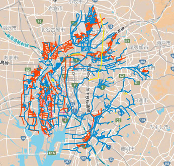 2020年9月1日時点での名古屋暗渠マップの全体像