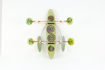 "SIMETRIC 13" 2021 (tjurunga series - brooch) aluminium, steel, cooper, brass, suede 