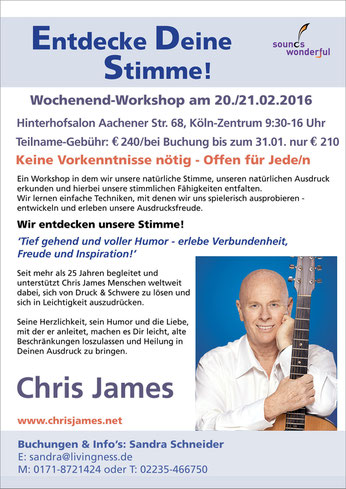 Chris James Entdecke deine Stimme Wochenende-Workshop Köln