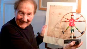 " L'Homme de Vitruve marionnette " par Carlo Pedretti, historien de l'art italien et expert de la vie et des œuvres de Léonard de Vinci (1928/2018)