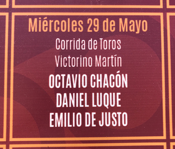 Toros de Victoriono Martin pour Octavio Chacon, Daniel Luque et Emilio de Justo